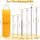 Pack of 3 Sets Stainless Steel Ear Wax Removal Kit with PU Leather Case (6 Pcs per Set) – Portable Ear Cleaner Tool Kit - Jaiqkam