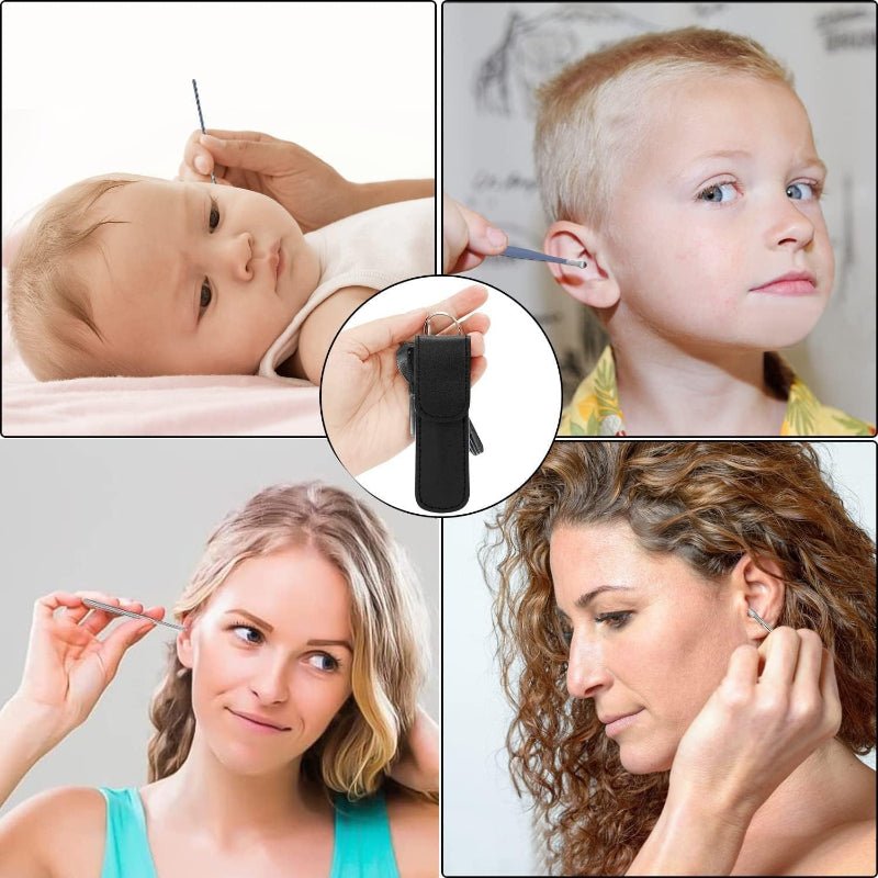 Pack of 3 Sets Stainless Steel Ear Wax Removal Kit with PU Leather Case (6 Pcs per Set) – Portable Ear Cleaner Tool Kit - Jaiqkam