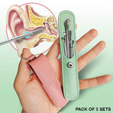 Pack of 3 Sets Stainless Steel Ear Wax Removal Kit with PU Leather Case (6 Pcs per Set) – Portable Ear Cleaner Tool Kit - Jaiqkam