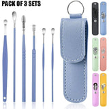 Pack of 3 Sets Stainless Steel Ear Wax Removal Kit with PU Leather Case (6 Pcs per Set) – Portable Ear Cleaner Tool Kit - Jaiqkam