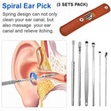 Pack of 3 Sets Stainless Steel Ear Wax Removal Kit with PU Leather Case (6 Pcs per Set) – Portable Ear Cleaner Tool Kit - Jaiqkam