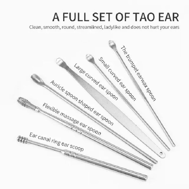 Pack of 3 Sets Stainless Steel Ear Wax Removal Kit with PU Leather Case (6 Pcs per Set) – Portable Ear Cleaner Tool Kit - Jaiqkam