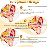 Pack of 3 Sets Stainless Steel Ear Wax Removal Kit with PU Leather Case (6 Pcs per Set) – Portable Ear Cleaner Tool Kit - Jaiqkam