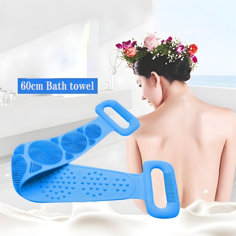 Pack Of 3 Silicone Back Scrubber Soft Loofah Bath Towel And Massage Belt - Jaiqkam