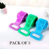 Pack Of 3 Silicone Back Scrubber Soft Loofah Bath Towel And Massage Belt - Jaiqkam
