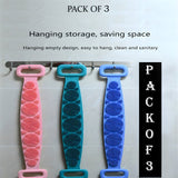 Pack Of 3 Silicone Back Scrubber Soft Loofah Bath Towel And Massage Belt - Jaiqkam