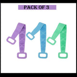 Pack Of 3 Silicone Back Scrubber Soft Loofah Bath Towel And Massage Belt - Jaiqkam