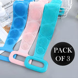 Pack Of 3 Silicone Back Scrubber Soft Loofah Bath Towel And Massage Belt - Jaiqkam