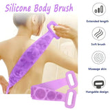 Pack Of 3 Silicone Back Scrubber Soft Loofah Bath Towel And Massage Belt - Jaiqkam