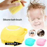 Set of 2 Soft Silicone Massage Bath Brushes with Soap Dispenser and Easy - Clean Design - Jaiqkam