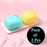 Set of 2 Soft Silicone Massage Bath Brushes with Soap Dispenser and Easy - Clean Design - Jaiqkam