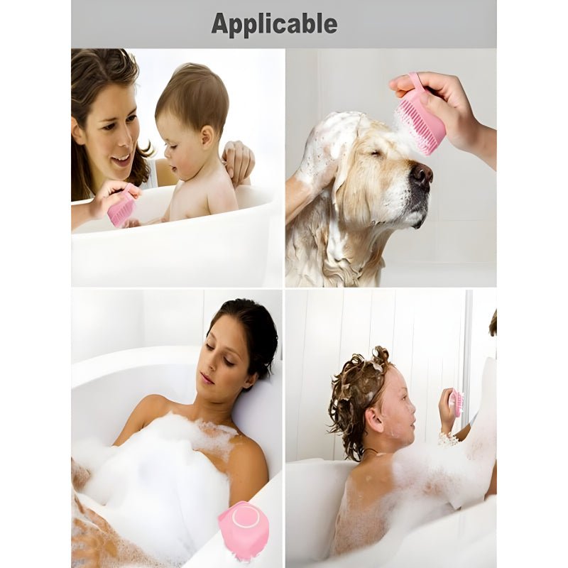 Set of 2 Soft Silicone Massage Bath Brushes with Soap Dispenser and Easy - Clean Design - Jaiqkam
