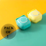Set of 2 Soft Silicone Massage Bath Brushes with Soap Dispenser and Easy - Clean Design - Jaiqkam